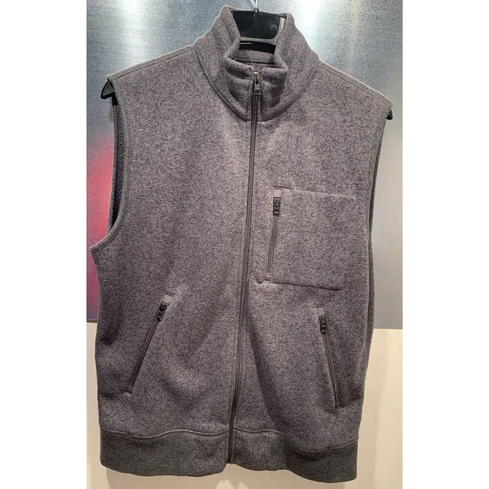 Vest Full Zip Pockets Summit Grey Fleece J.Crew Knit Wear Mens MED VGUC